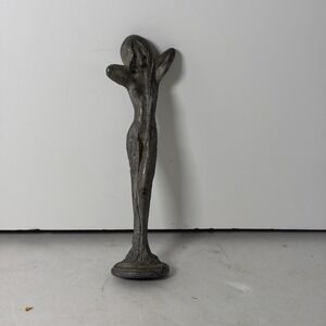 Vintage Art Deco Naked Lady Metal Figurine 4 Inches 'MW' Stamp